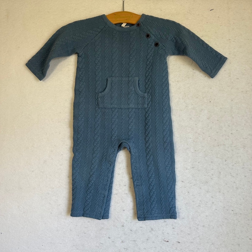 Janie and Jack Blue Quilted Cable Knit One Piece Romper 12-18 Months